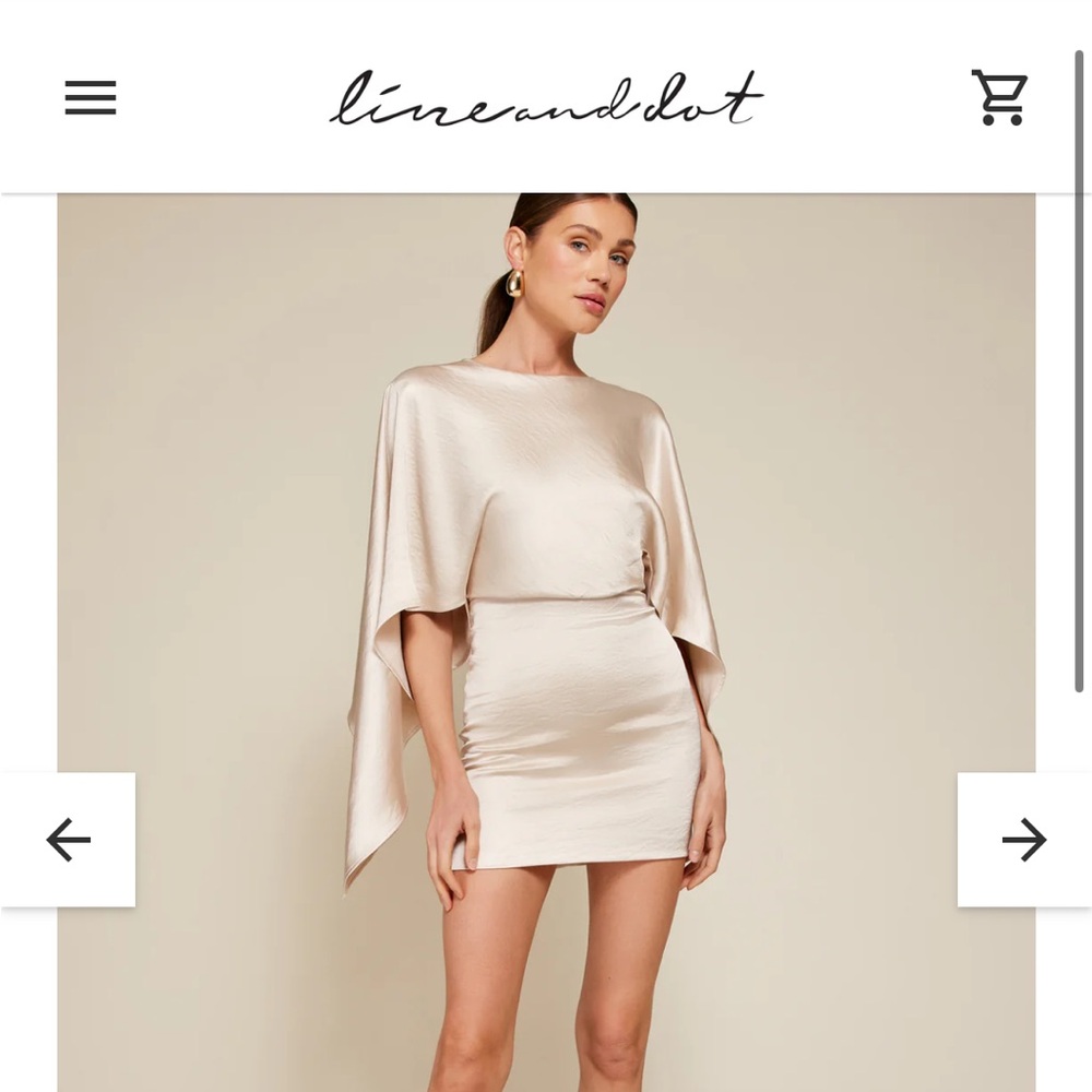 Line & Dot Satin Ivory Mini Dress